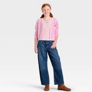 Hello Kitty and Friends Girls Pink Cardigan with Embroidered Patch